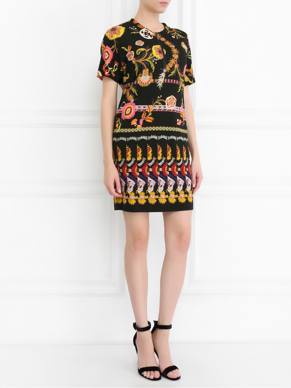 ETRO New Short Sleeve Patterned Shift Dress Size IT 46 US 10
